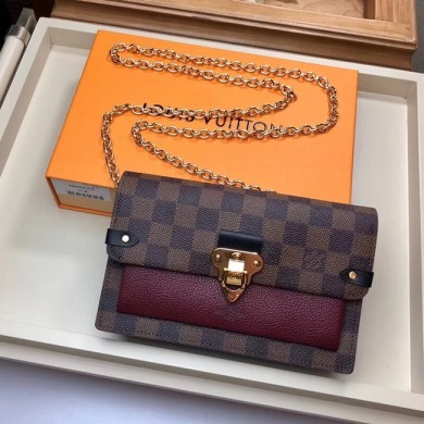 Imitation Louis Vuitton original VAVIN CHAIN WALLET N60237 Lie de Vin JK1360Fo38