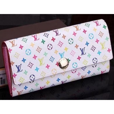 Louis Vuitton Monogram Multicolore Sarah Wallet M93745 White JK658Ym74