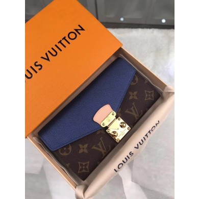 Luxury Louis Vuitton Monogram Canvas PALLAS WALLET M58414 Blue JK449bE46