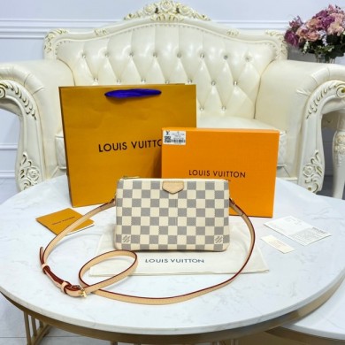 Replica Louis vuitton Damier Azur Canvas DOUBLE ZIP POCHETTE M80084 JK182Sf59