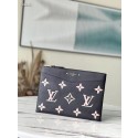 Knockoff AAAAA Louis Vuitton DAILY POUCH M81292 Black & Beige JK5740Jc39